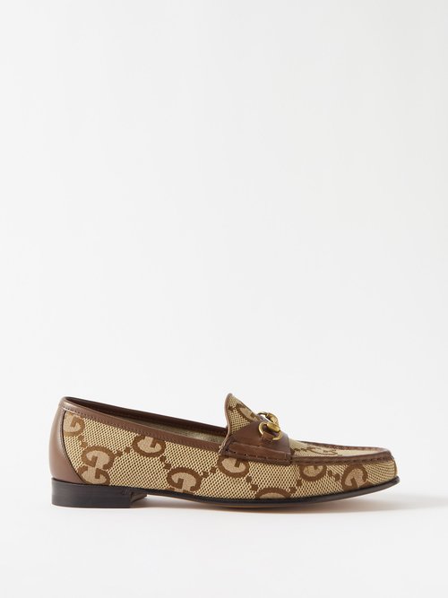 Gucci - Horsebit 1953 Gg-canvas And Leather Loafers - Womens - Brown Multi