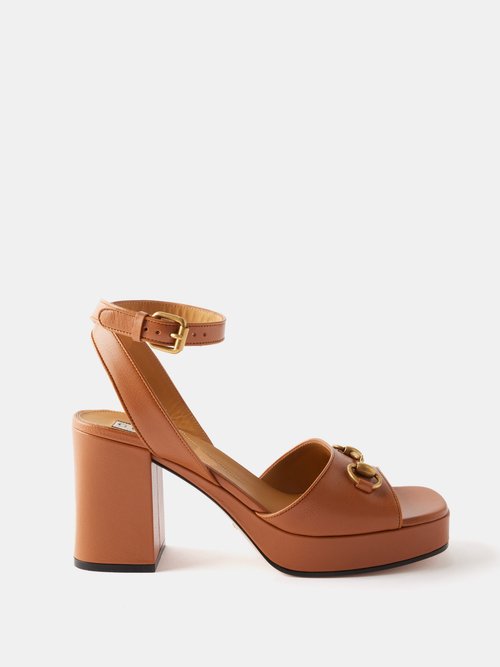 Gucci - Horsebit 60 Leather Platform Sandals - Womens - Brown