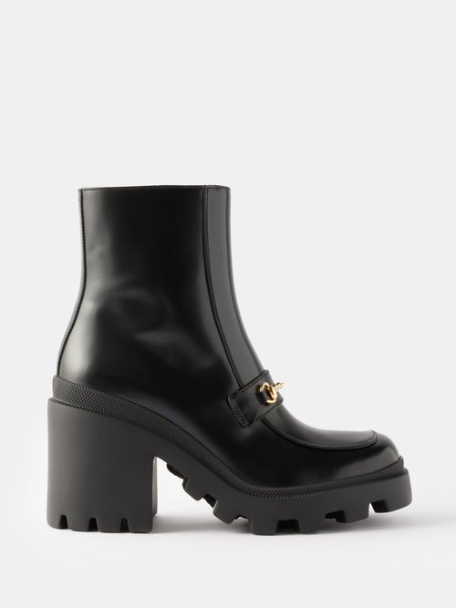 Gucci - Horsebit 70 Leather Boots - Womens - Black