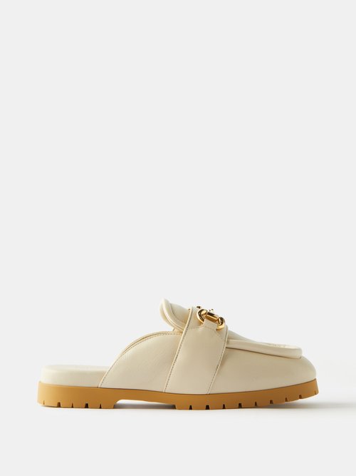 Gucci - Horsebit Leather Backless Loafers - Womens - Off White