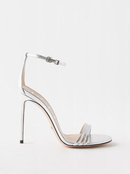Gucci - Ilse 110 Metallic-leather Sandals - Womens - Silver