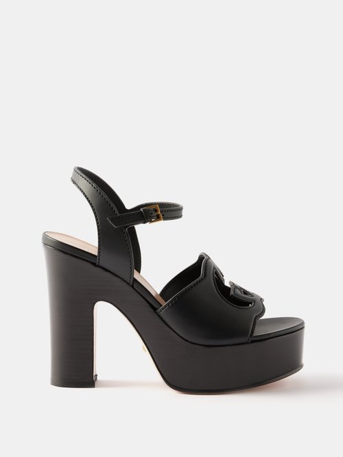 Gucci - Interlocking G Cutout-leather Platform Sandals - Womens - Black