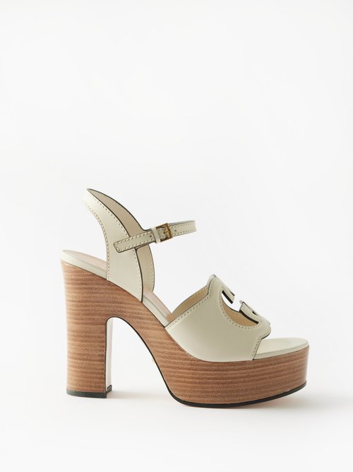Gucci - Interlocking-gg Leather Platform Sandals - Womens - Beige