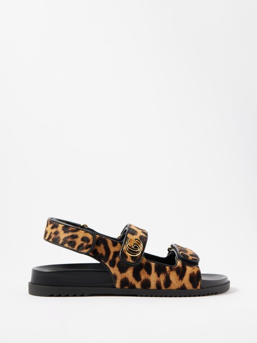 Gucci - Moritz Leopard-print Calf Hair Sandals - Womens - Leopard