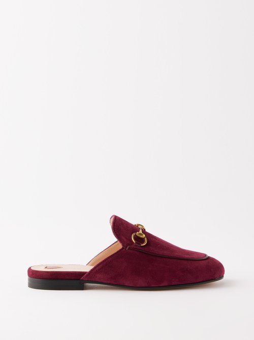Gucci - Princetown Backless Leather Loafers - Womens - Burgundy