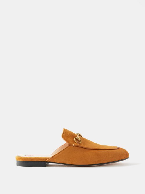 Gucci - Princetown Backless Suede Loafers - Womens - Tan