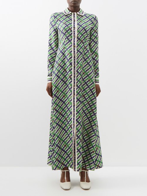 Gucci - Printed Silk-twill Shirt Dress - Womens - Multi