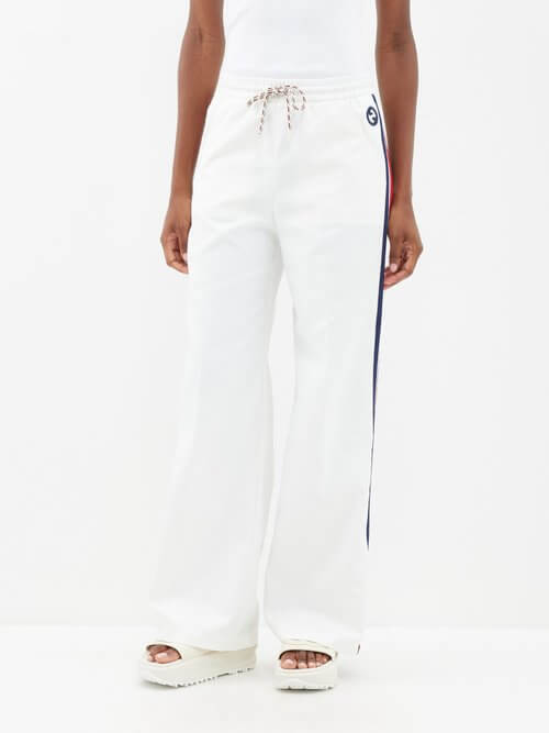 Gucci - Web Stripe Jersey Wide-leg Track Pants - Womens - Ivory Multi