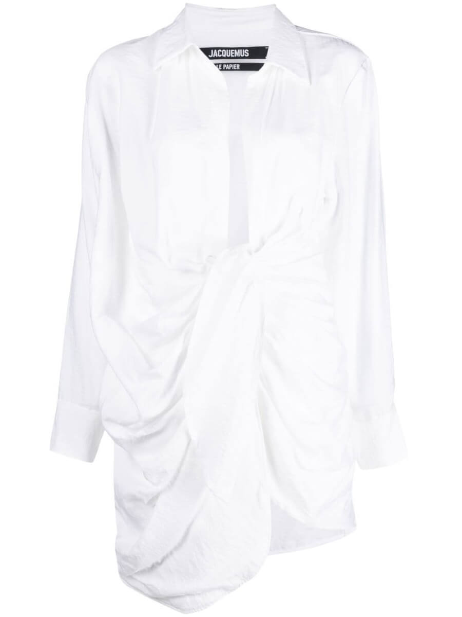 Jacquemus draped shirt dress - White