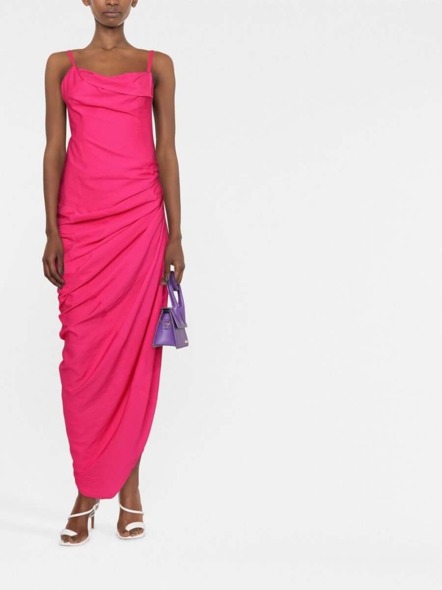 Jacquemus slit-detail ruched dress - Pink