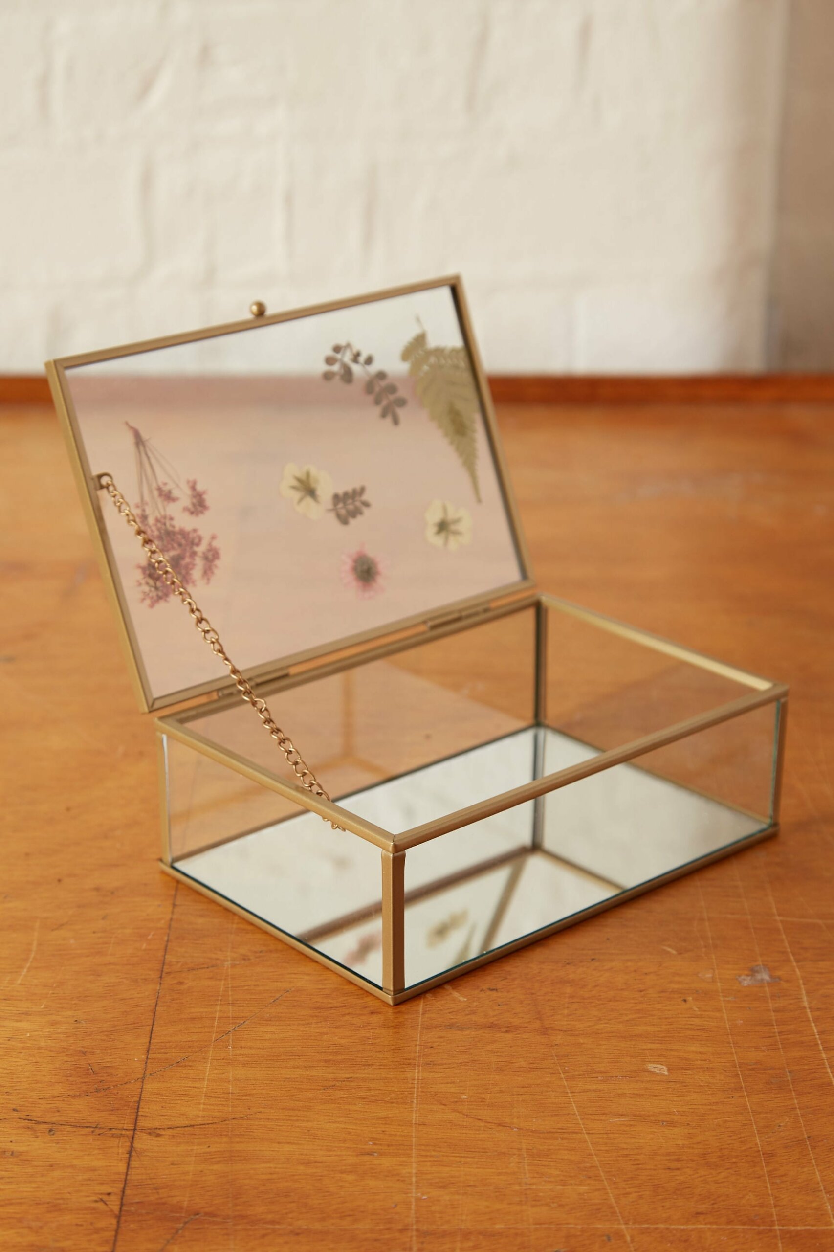 Pressed Flower Glass Trinket Box