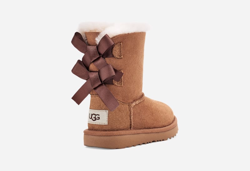 UGG Bailey Bow II Boot for Kids in Brown, Size 7, Leather