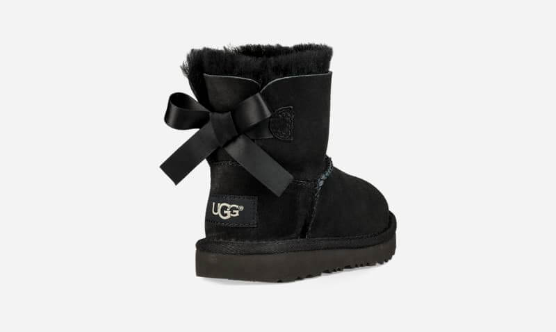 UGG Mini Bailey Bow II Boot for Kids in Black, Size 11, Leather