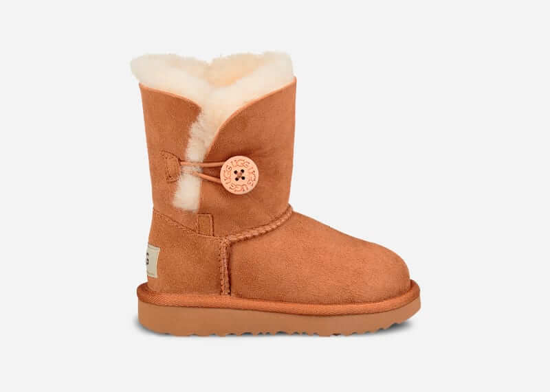 UGG Short Bailey Button II Boot for Kids in Brown, Size 10, Shearling