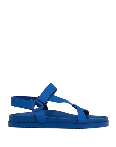 8 By Yoox Man Sandals Bright blue Size 12 Polyurethane, Polyester, Cotton