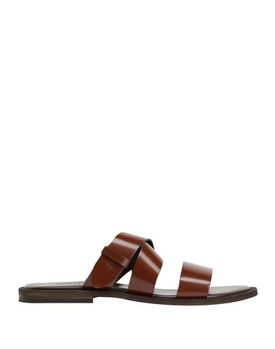 8 By Yoox Polish Leather Cross-strap Sandal Man Sandals Brown Size 11 Calfskin