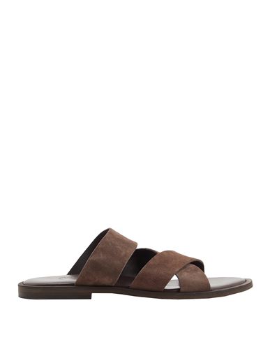 8 By Yoox Suede Leather Multi-strap Sandal Man Sandals Dark brown Size 11 Calfskin