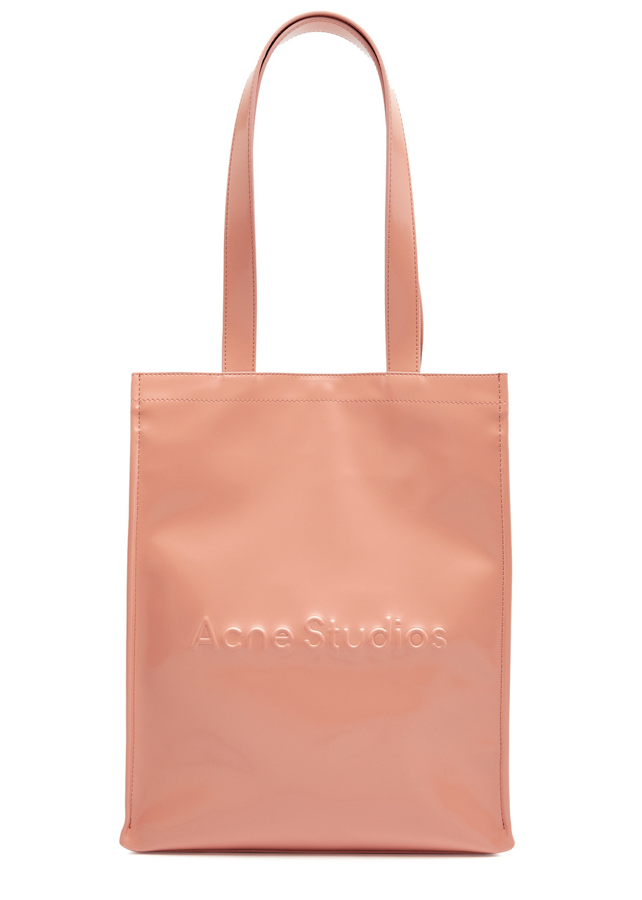 Acne Studios Logo Patent Faux Leather Tote - Light Pink