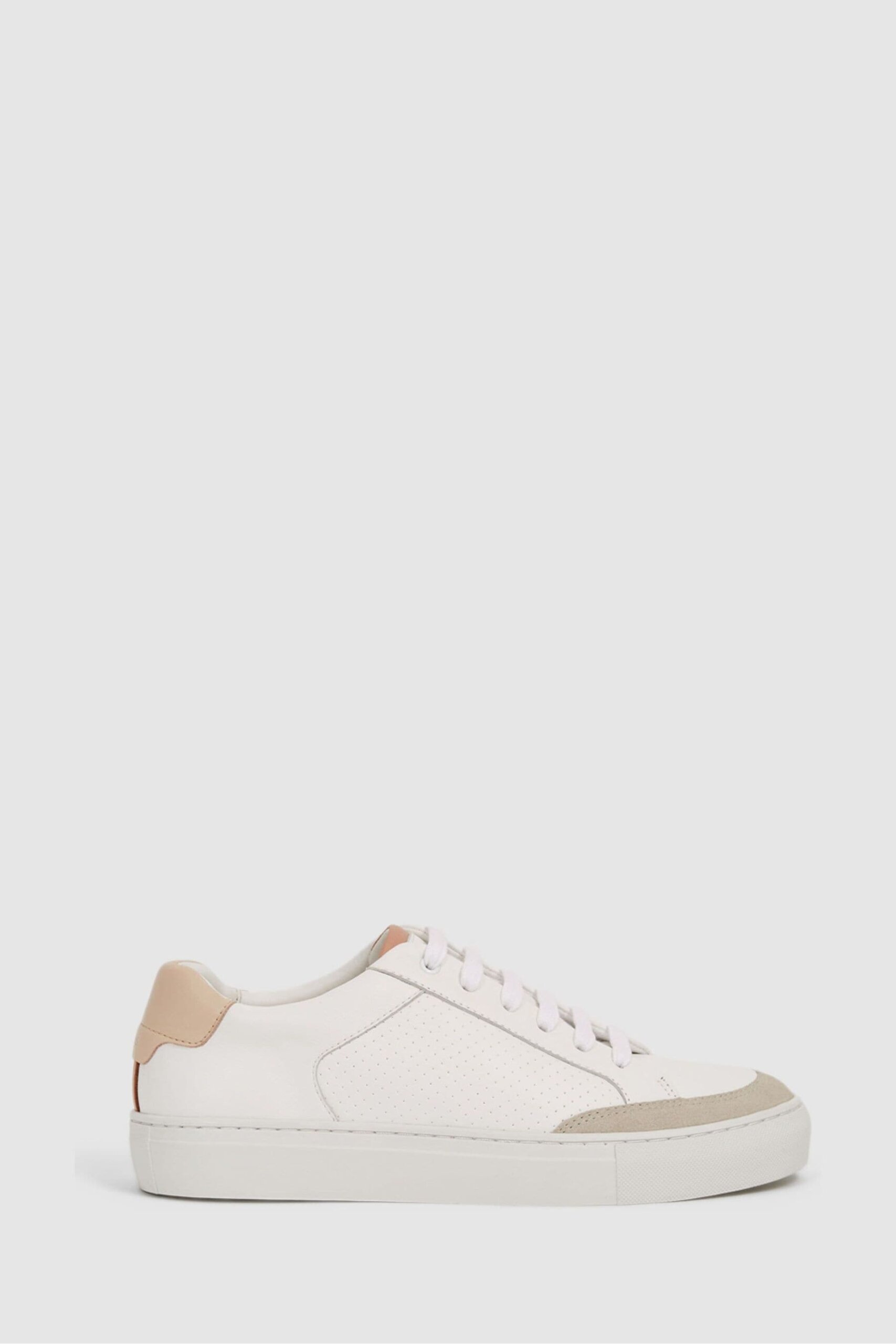 Ashley Low Top Leather Trainers - White and Pink Plain