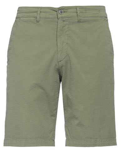 Asquani Man Shorts & Bermuda Shorts Military green Size 38 Cotton, Elastane