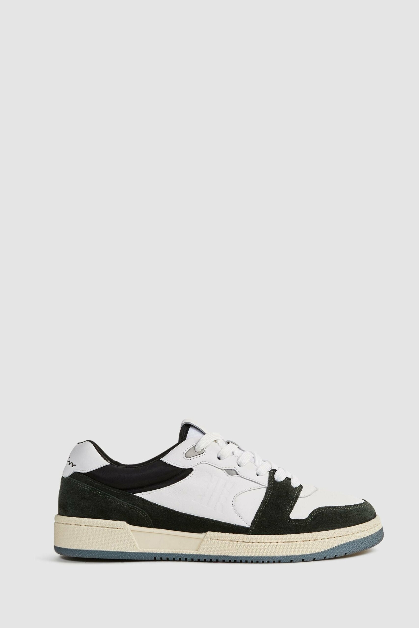 Astor Lace-Up Trainers - Green Leather Colourblock
