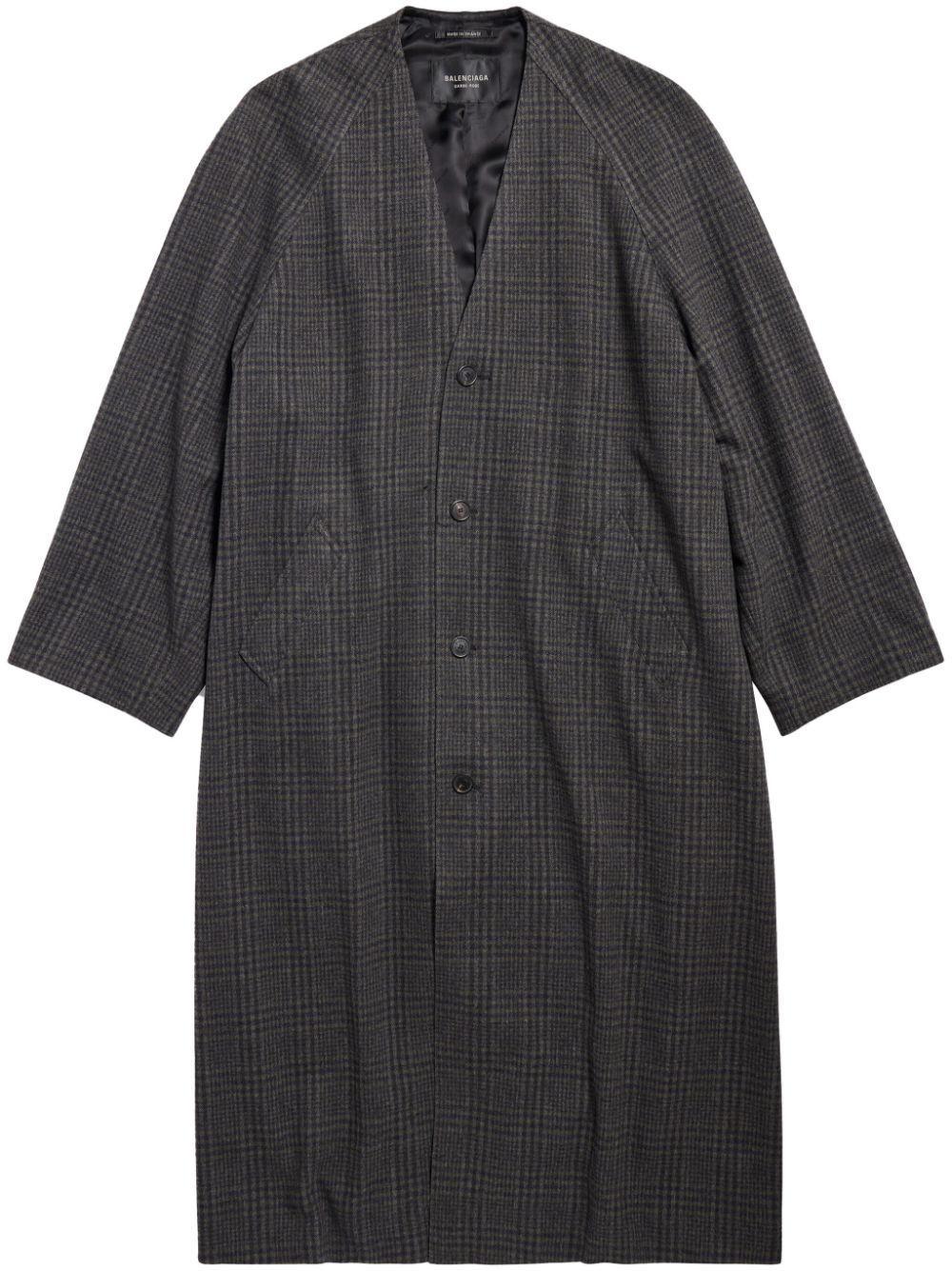 Balenciaga check-pattern wool felt coat - Grey