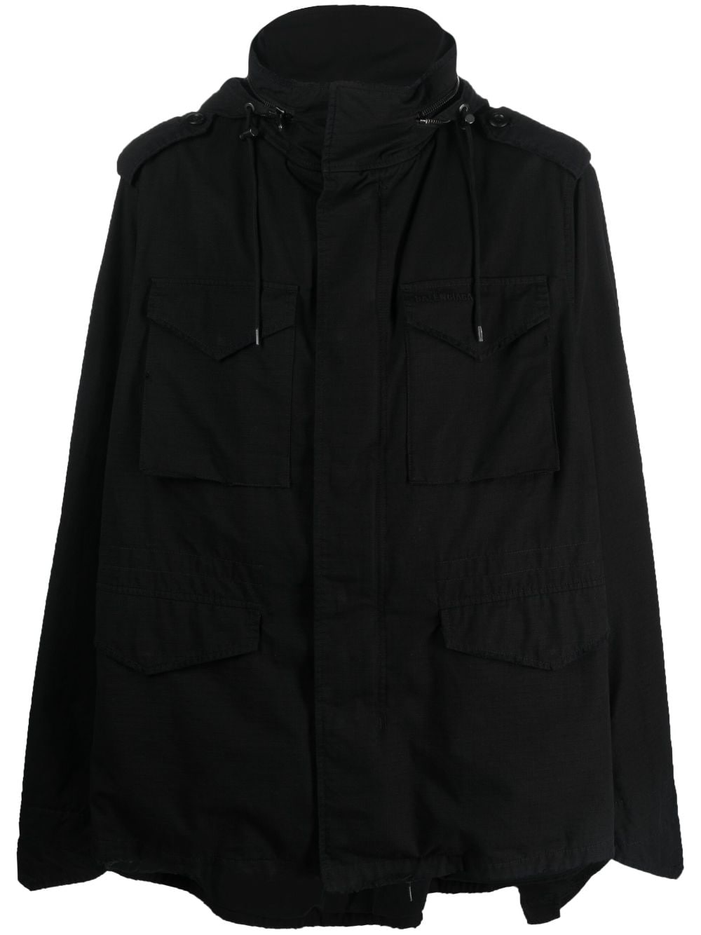 Balenciaga distressed hooded parka jacket - Black