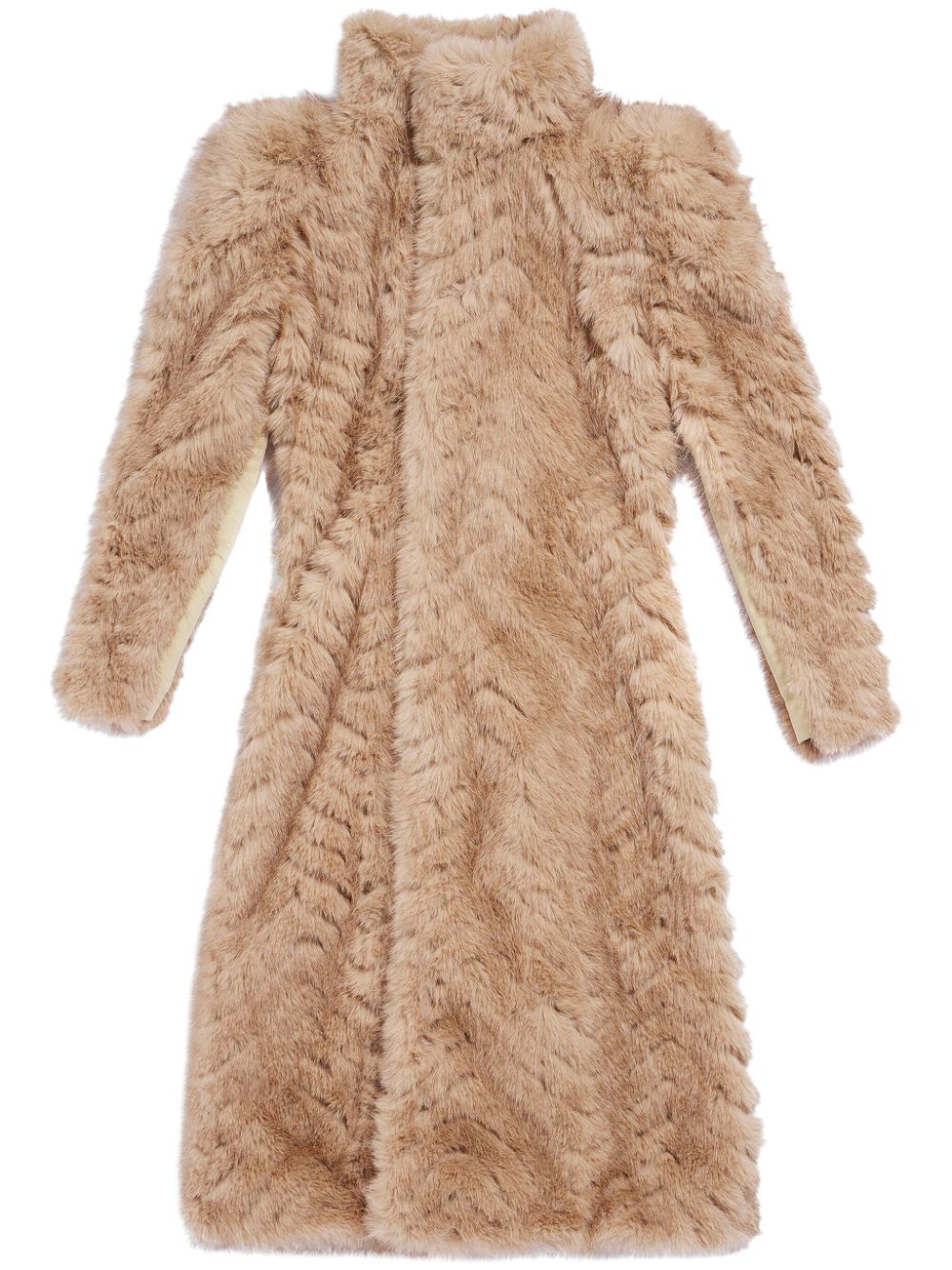 Balenciaga faux-fur chevron-pattern coat - Neutrals
