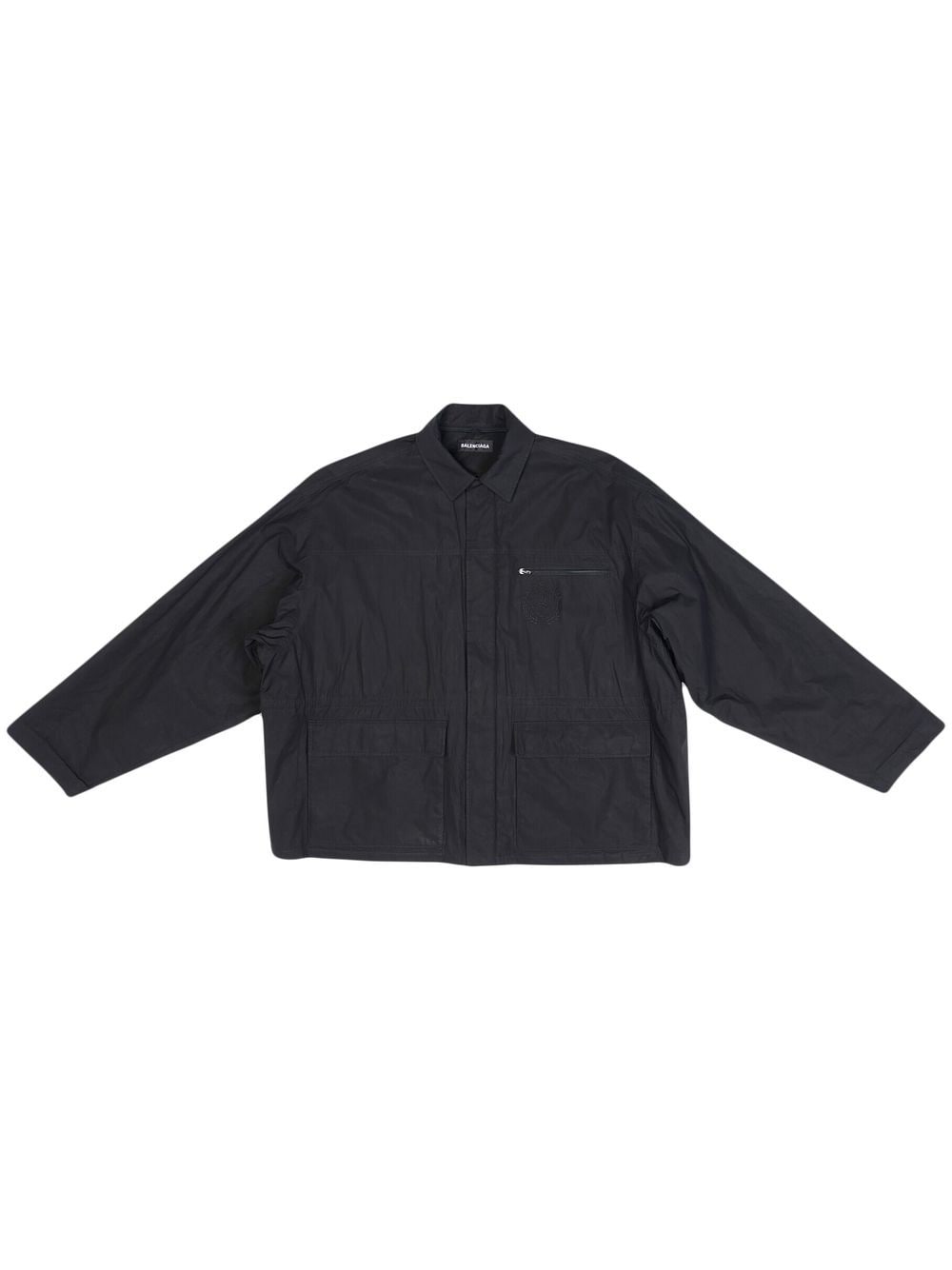 Balenciaga logo-embroidered shirt jacket - Black