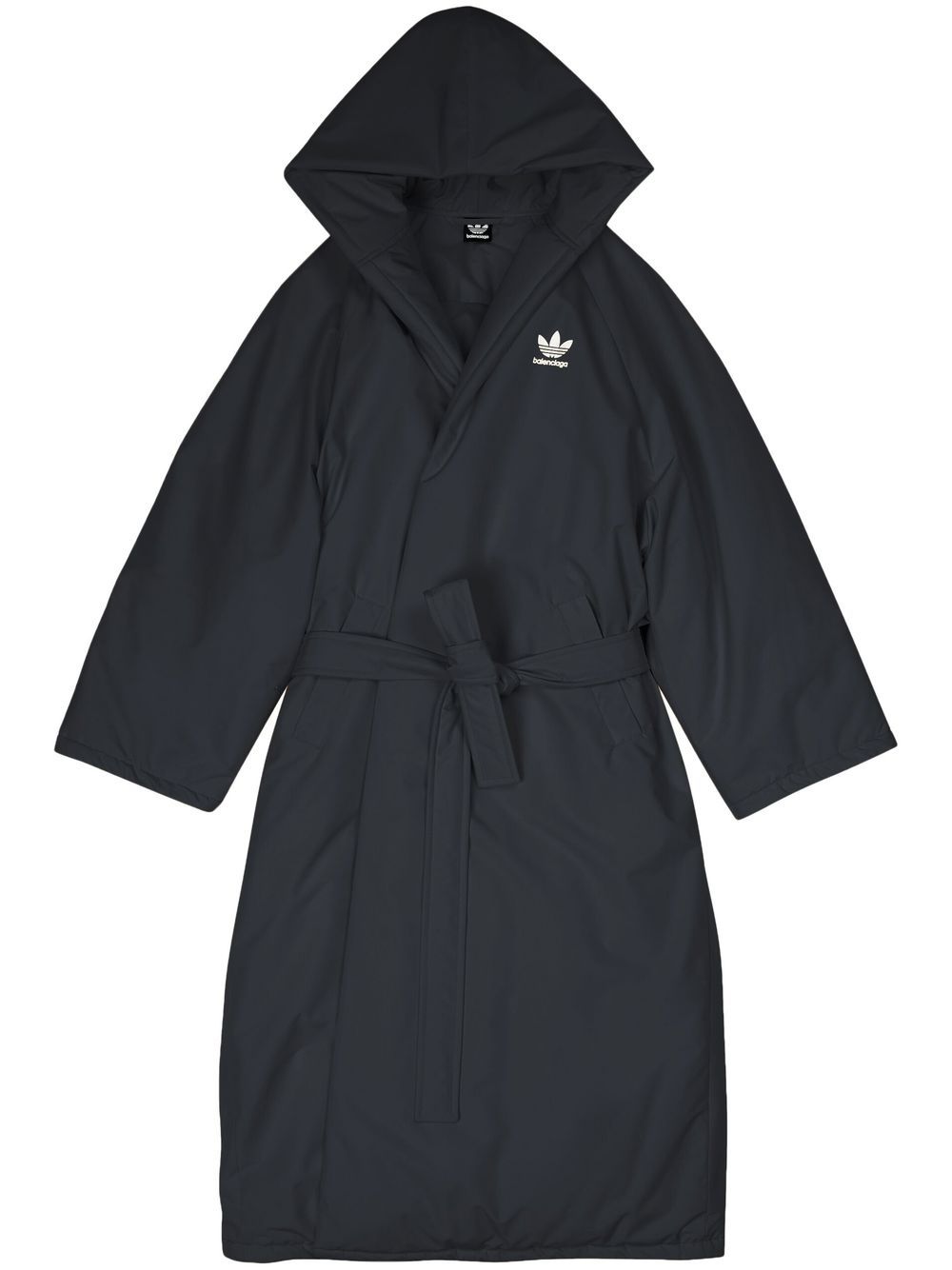 Balenciaga x Adidas logo-embroidered robe coat - Black