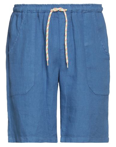 Baronio Man Shorts & Bermuda Shorts Azure Size L Linen