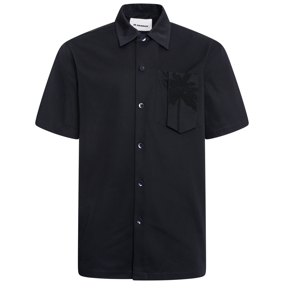 Bead-embellished Cotton Shirt 40 Navy