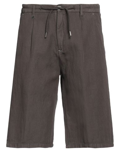 Berna Man Shorts & Bermuda Shorts Dark brown Size 26 Cotton, Linen