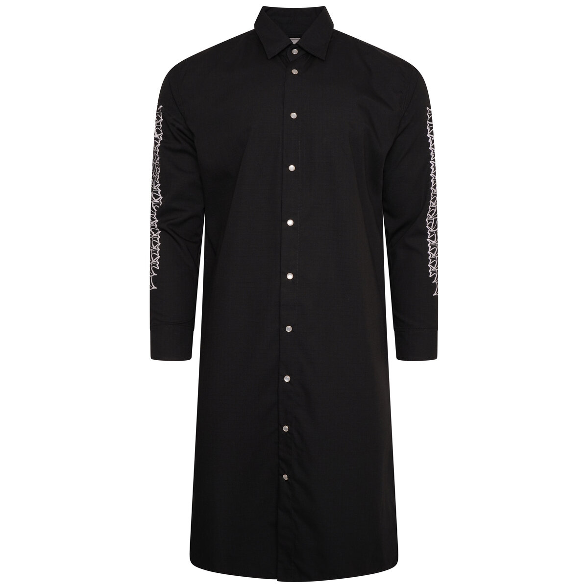 Black Woven Shirt With Flower Detailing S Black