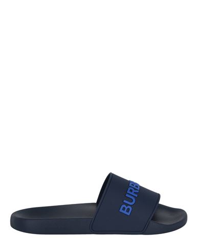 Burberry Embossed Logo Slides Man Sandals Blue Size 9 Polyurethane