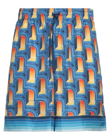 Casablanca Man Shorts & Bermuda Shorts Blue Size S Silk
