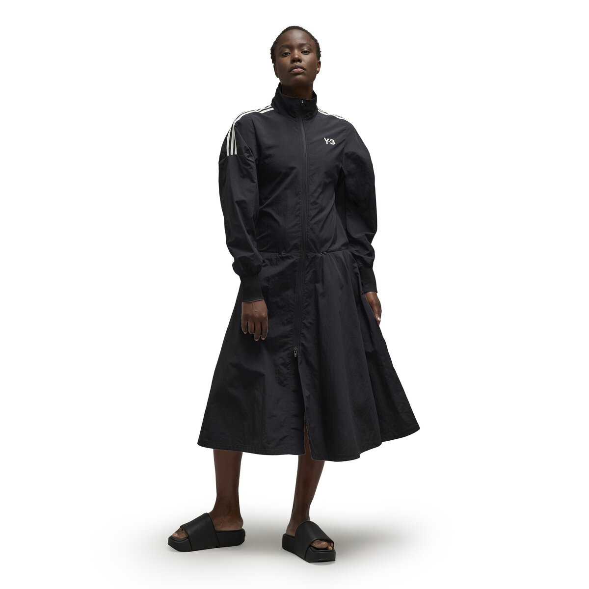 Crinkle-nylon Long Track-top Dress 2xs Black