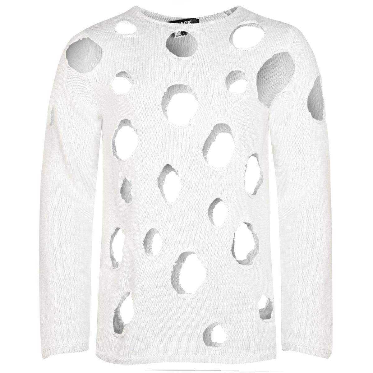 Cut-out Detail Crew Neck Jumper S White