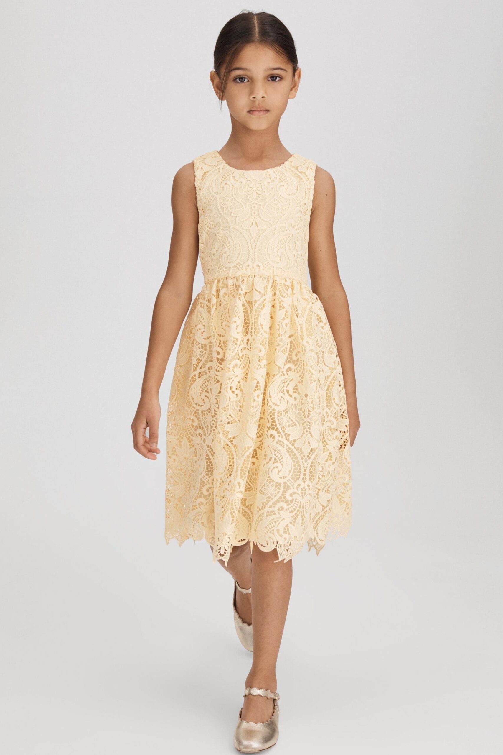Daia - Lemon Teen Fit-and-Flare Lace Dress,