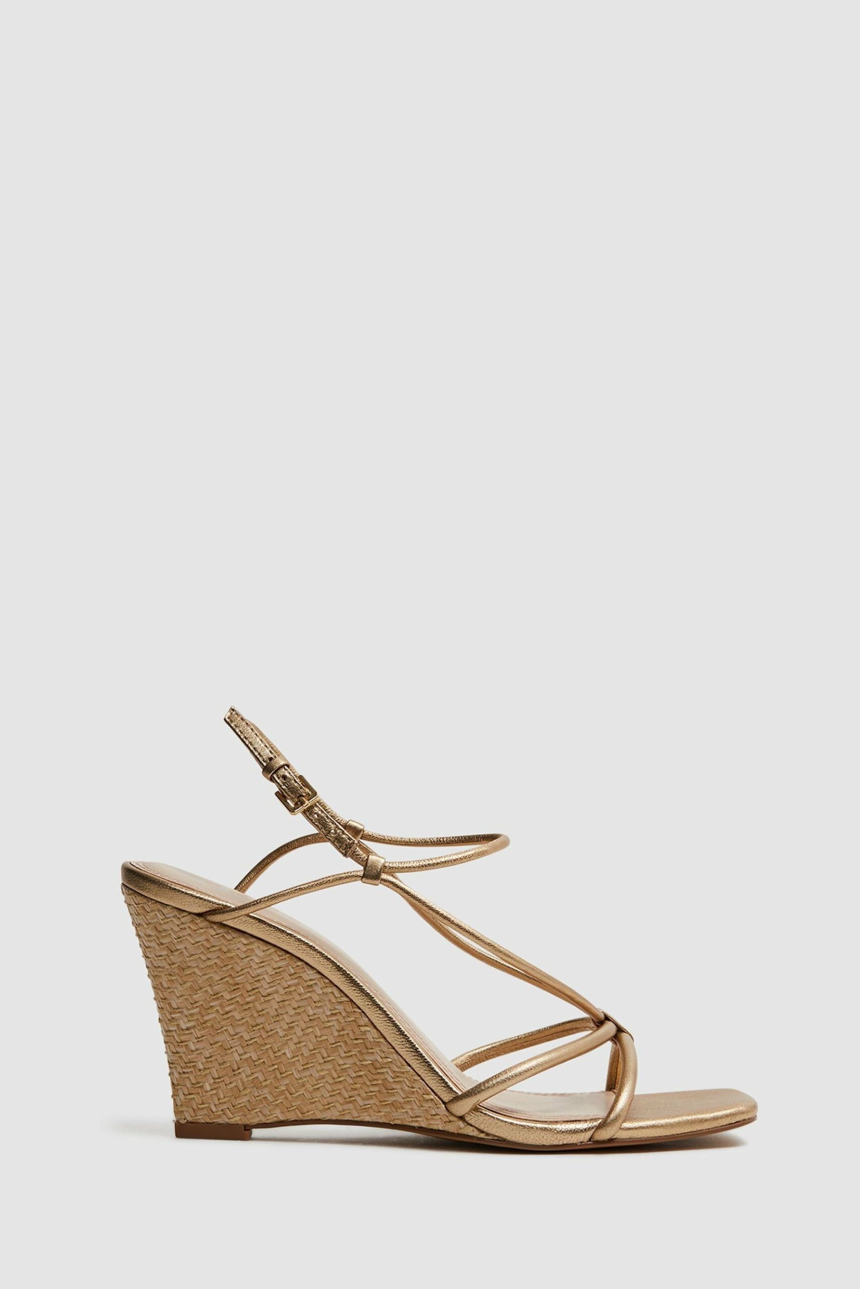 Daisey Strappy Wedge Heels - Bronze Leather Plain