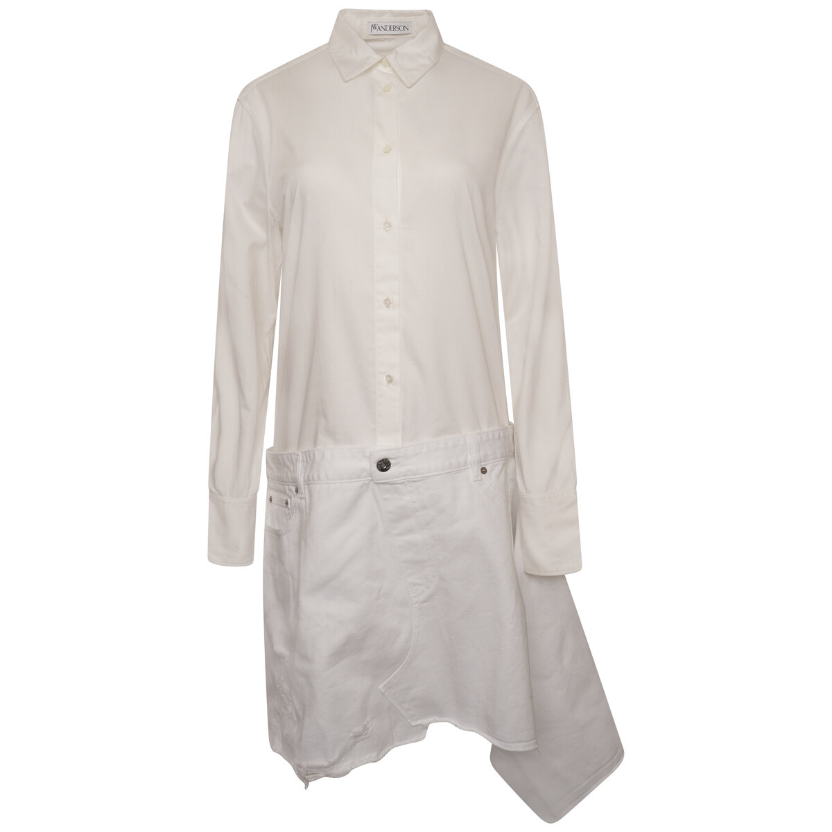 Denim Long Sleeve Shirt Dress 12 White