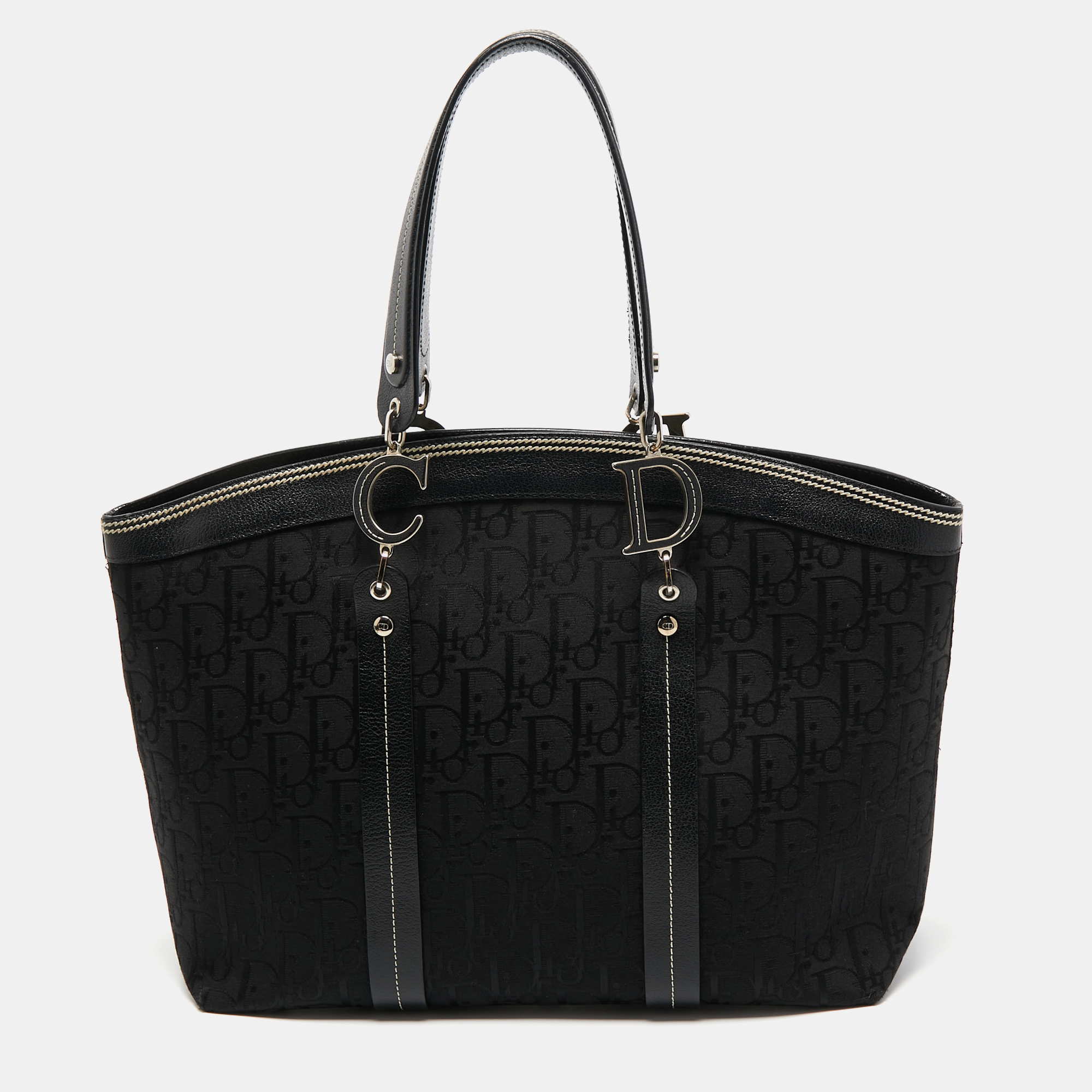 Dior Black Oblique Canvas Trotter Tote Bag