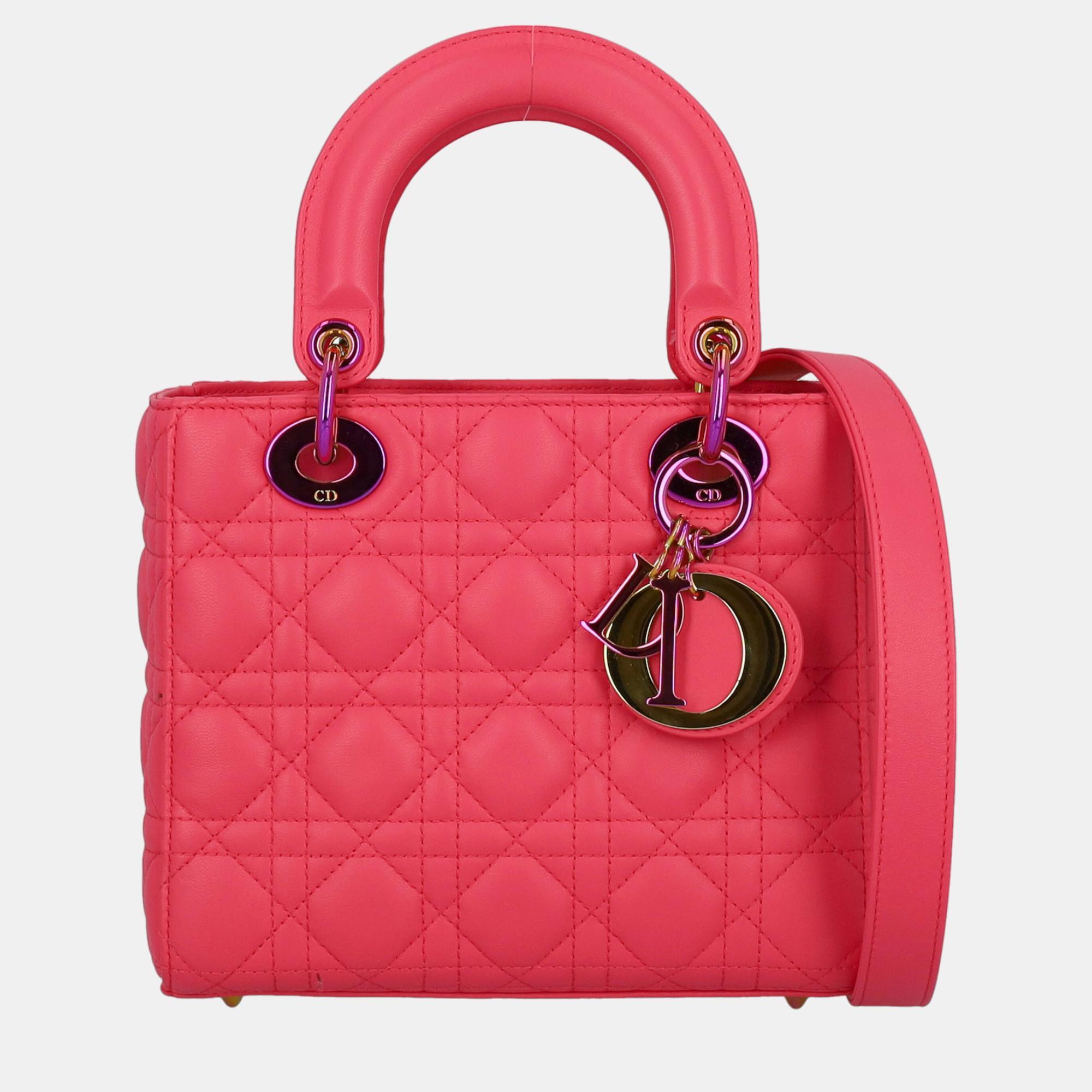 Dior Lady Dior - Women's Leather Tote Bag - Pink - One Size