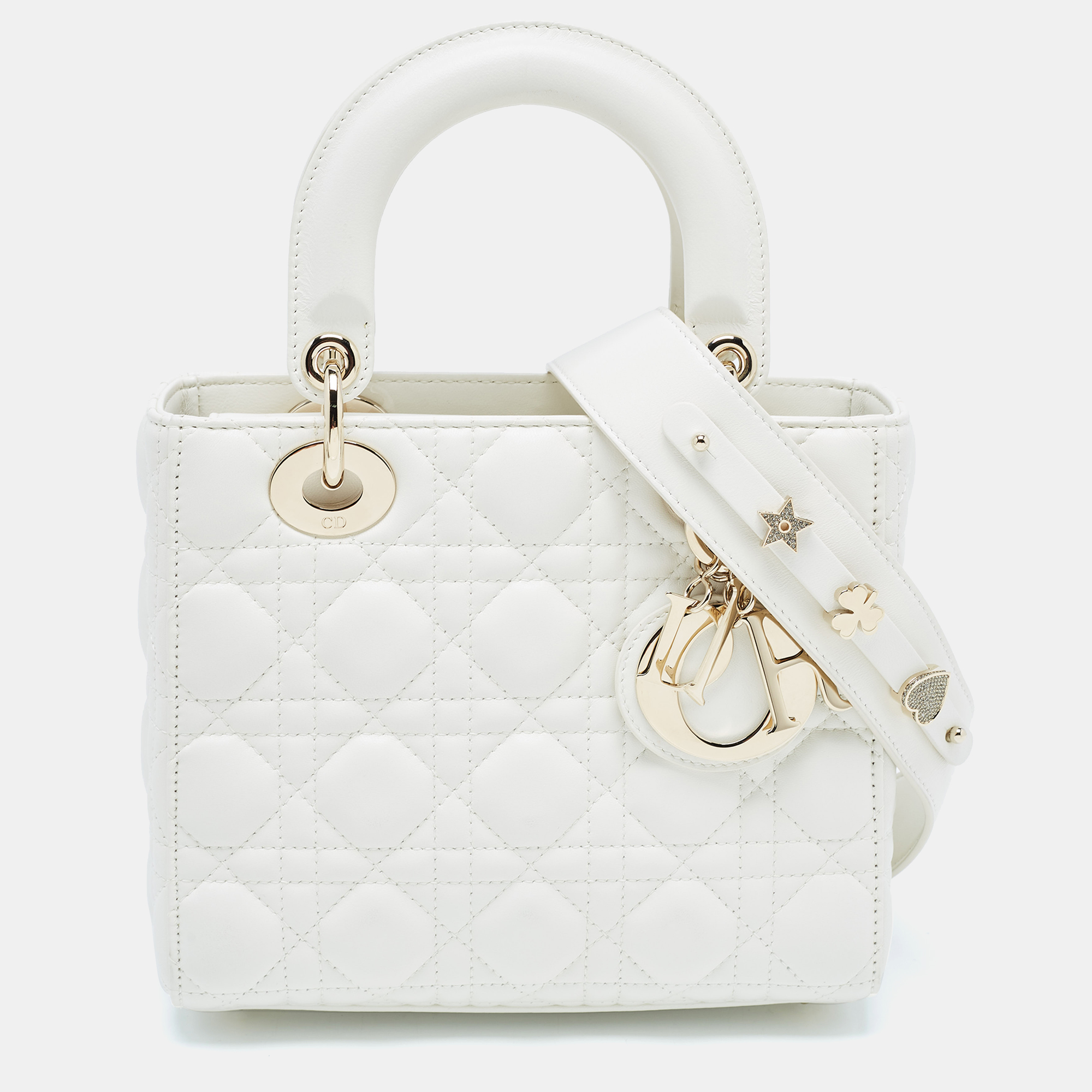 Dior White Cannage Leather Small My ABCDior Lady Dior Tote