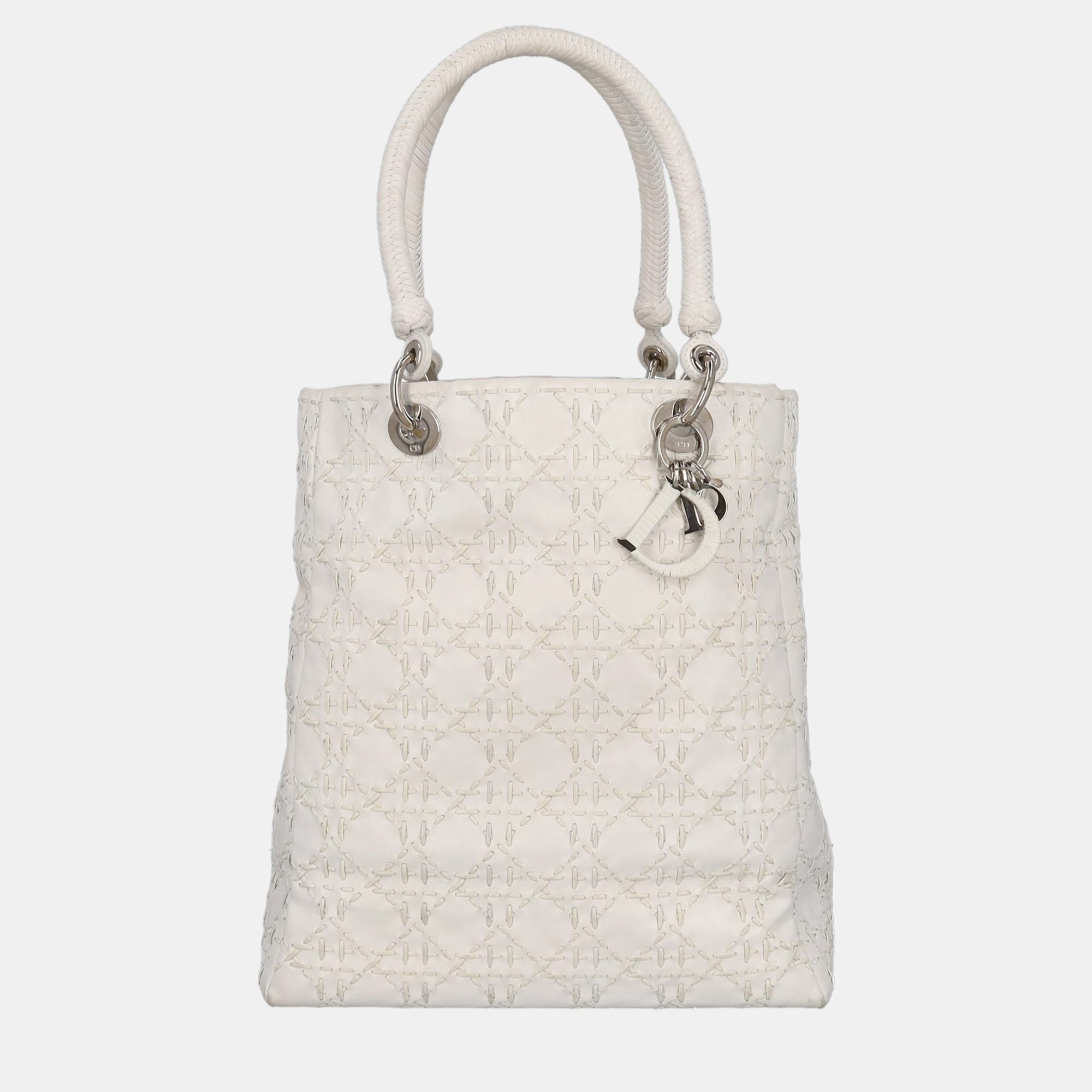 Dior Women's Leather Tote Bag - White - One Size