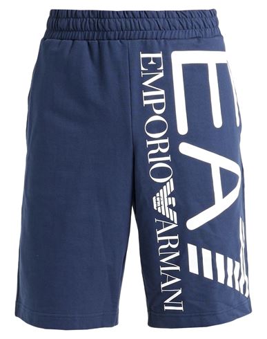Ea7 Man Shorts & Bermuda Shorts Midnight blue Size XL Cotton