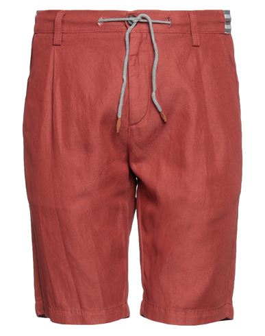 Eleventy Man Shorts & Bermuda Shorts Brick red Size 30 Cotton, Linen