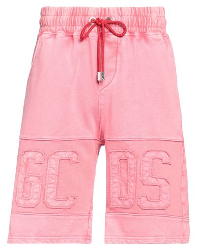Gcds Overdyed Band Logo Regular Sweatshorts Man Shorts & Bermuda Shorts Pink Size S Cotton