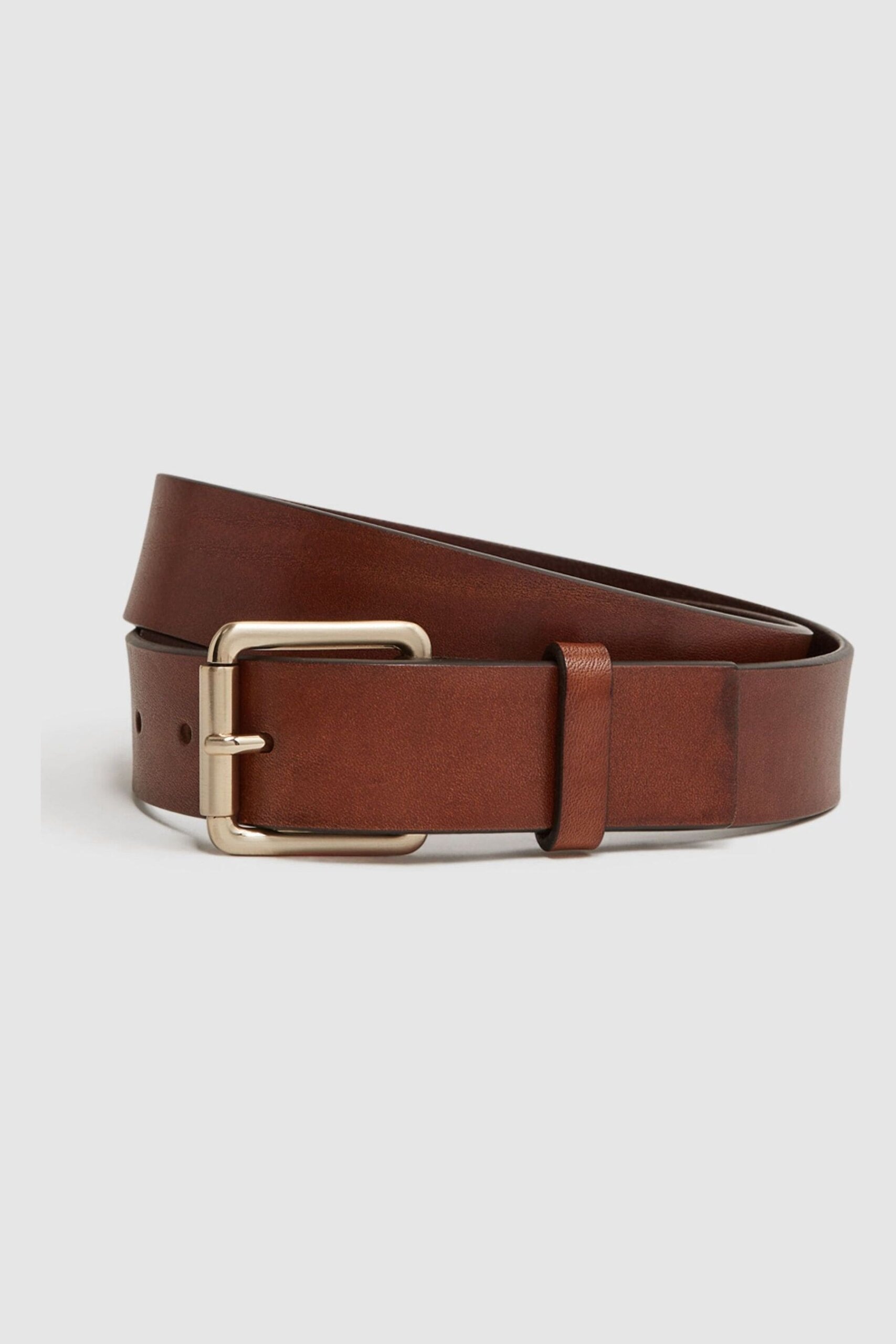 Grayson Rivet Belt - Tan Brown Leather Plain