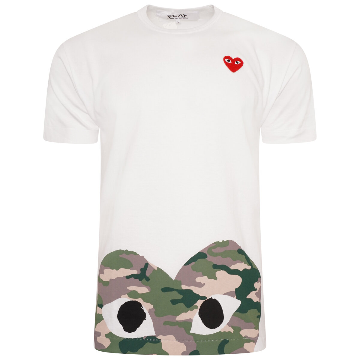 Half Camouflage Red Heart T-shirt S White